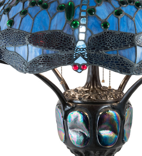 Meyda Tiffany - 37946 - Three Light Table Lamp - Hanginghead Dragonfly - Mahogany Bronze