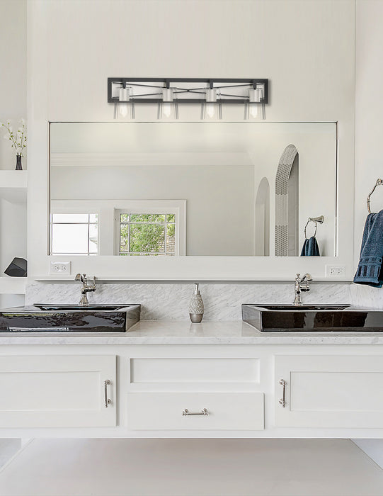 DVI Lighting - DVP46944SN+GR-CL - Four Light Vanity - Riverdale - Satin Nickel and Graphite with Clear Glass
