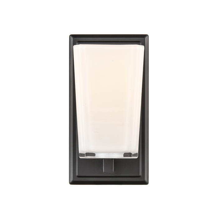 DVI Lighting - DVP47901EB-SSOP - One Light Wall Sconce - Riverside - Ebony with Silk Screen Opal Glass