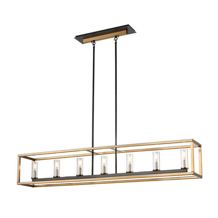 DVI Lighting - DVP28104MF+BR+GR-CL - Seven Light Linear Pendant - Sambre - Multiple Finishes and Brass and Graphite with Clear Glass