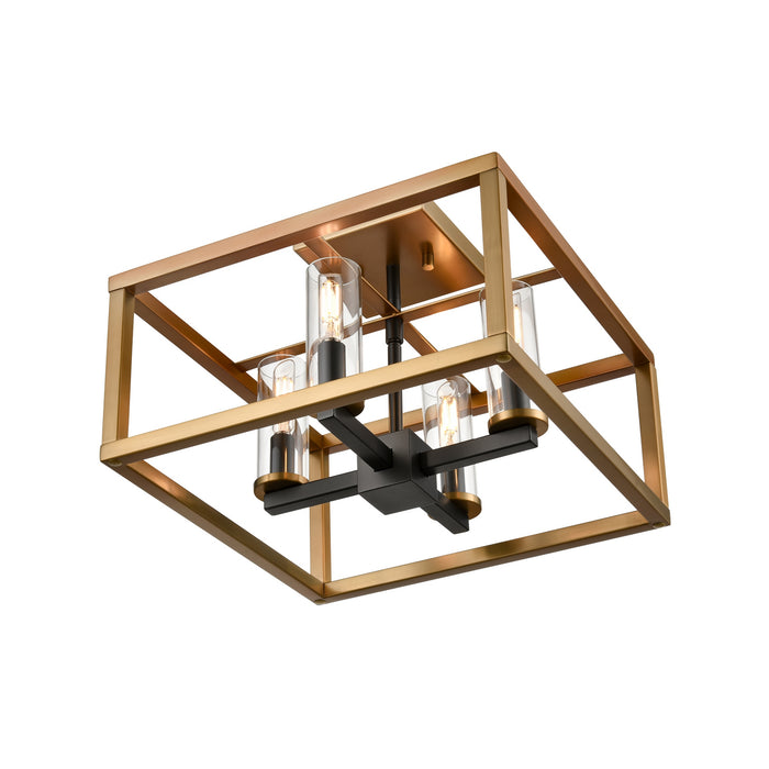 DVI Lighting - DVP28112MF+BR+GR-CL - Four Light Semi-Flush Mount - Sambre - Multiple Finishes and Brass and Graphite with Clear Glass