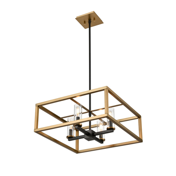 DVI Lighting - DVP28120MF+BR+GR-CL - Four Light Pendant - Sambre - Multiple Finishes and Brass and Graphite with Clear Glass