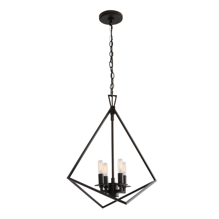 Norwell Lighting - 5388-MB-NG - Four Light Chandelier - Trapezoid - Matte Black