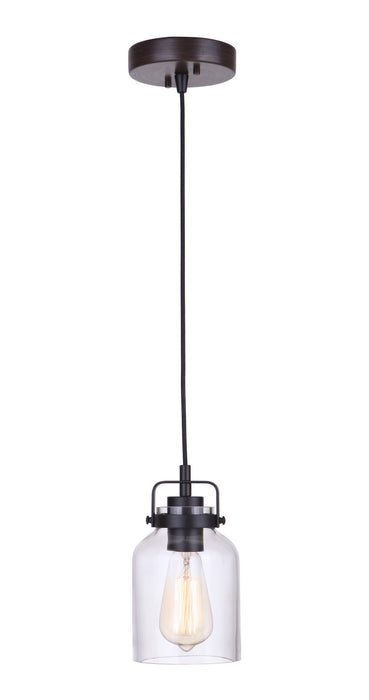 Craftmade - 53691-FBDT - One Light Mini Pendant - Foxwood - Flat Black/Dark Teak