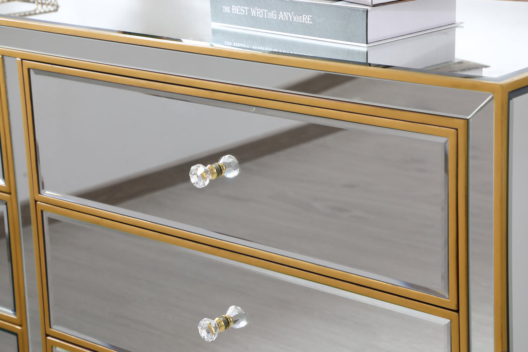 elegant lighting dresser Aura 59" Walnut Sintered Stone 6-Drawer Dresser with Lighting