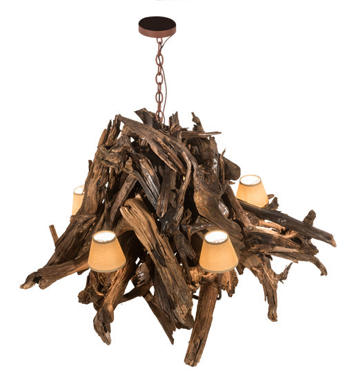 Meyda Tiffany - 197275 - Six Light Chandelier - Driftwood - Rust,Natural Wood