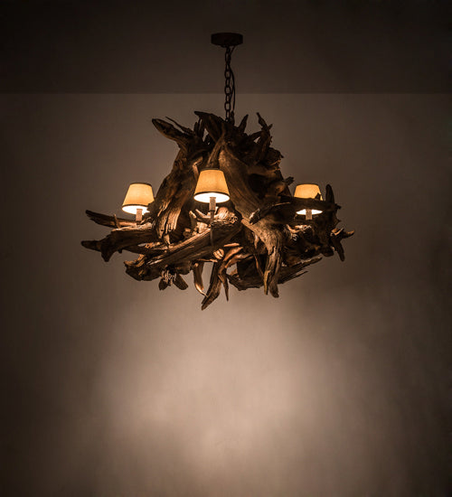 Meyda Tiffany - 197275 - Six Light Chandelier - Driftwood - Rust,Natural Wood