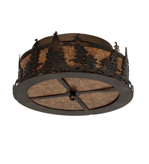 Meyda Tiffany - 233628 - Two Light Flushmount - Tall Pines - Antique Copper,Burnished