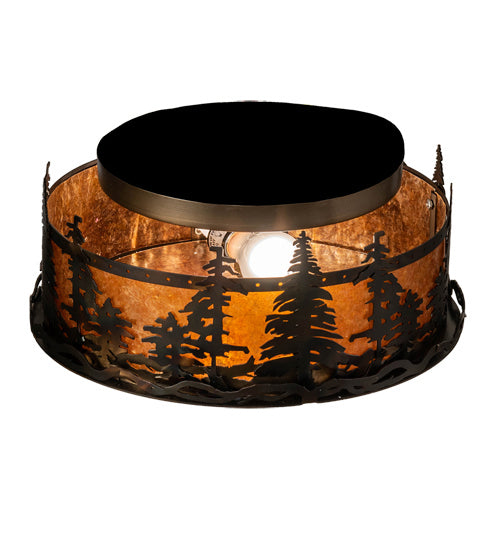 Meyda Tiffany - 233628 - Two Light Flushmount - Tall Pines - Antique Copper,Burnished