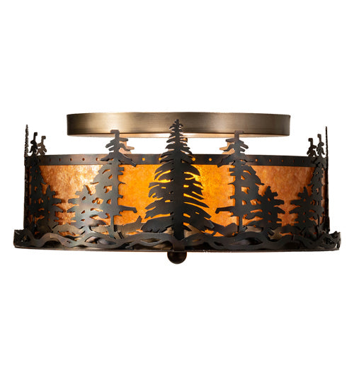 Meyda Tiffany - 233628 - Two Light Flushmount - Tall Pines - Antique Copper,Burnished