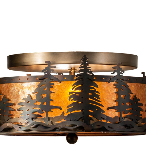 Meyda Tiffany - 233628 - Two Light Flushmount - Tall Pines - Antique Copper,Burnished