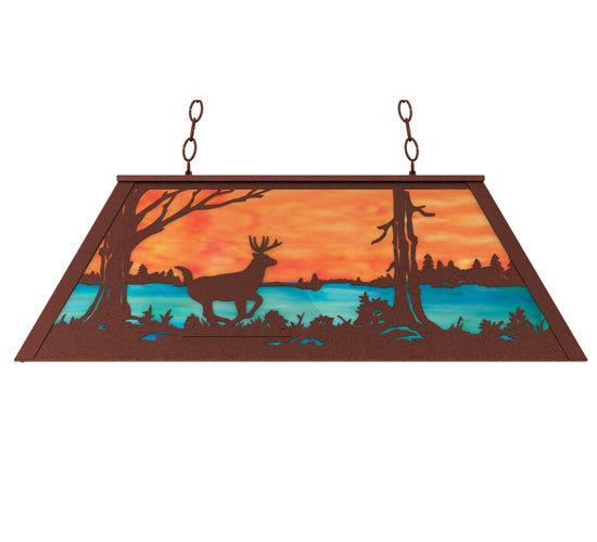 Meyda Tiffany - 233888 - Six Light Pendant - Deer At Lake - Rust