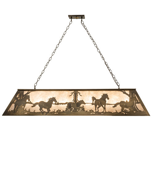 Meyda Tiffany - 236084 - Nine Light Pendant - Running Horses - Antique Copper