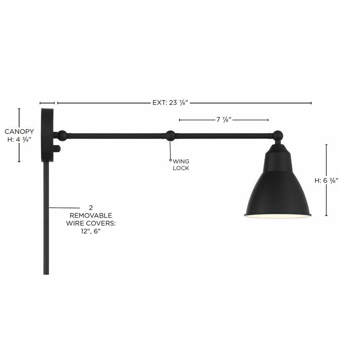 Nuvo Lighting - 60-7366 - One Light Swing Arm Wall Lamp - Fulton - Matte Black