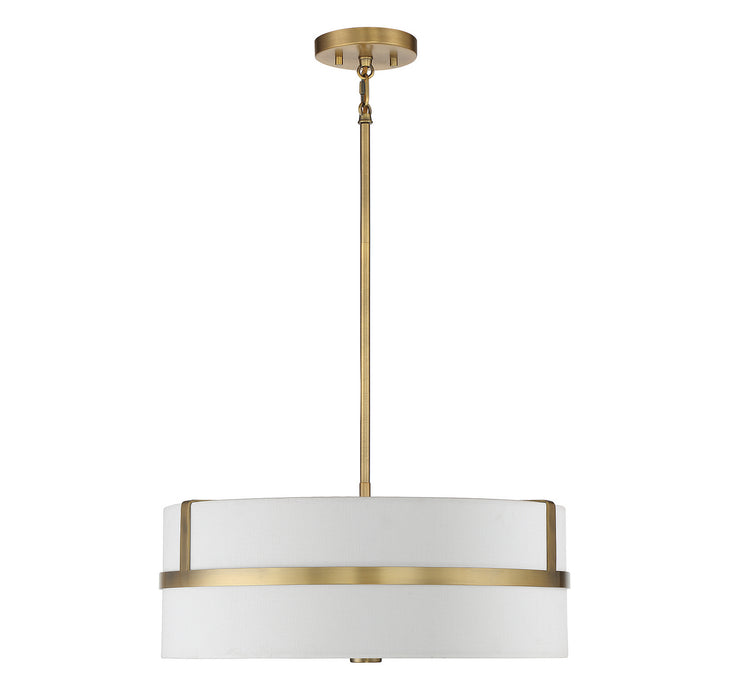 Meridian - M70102NB - Four Light Pendant - Natural Brass