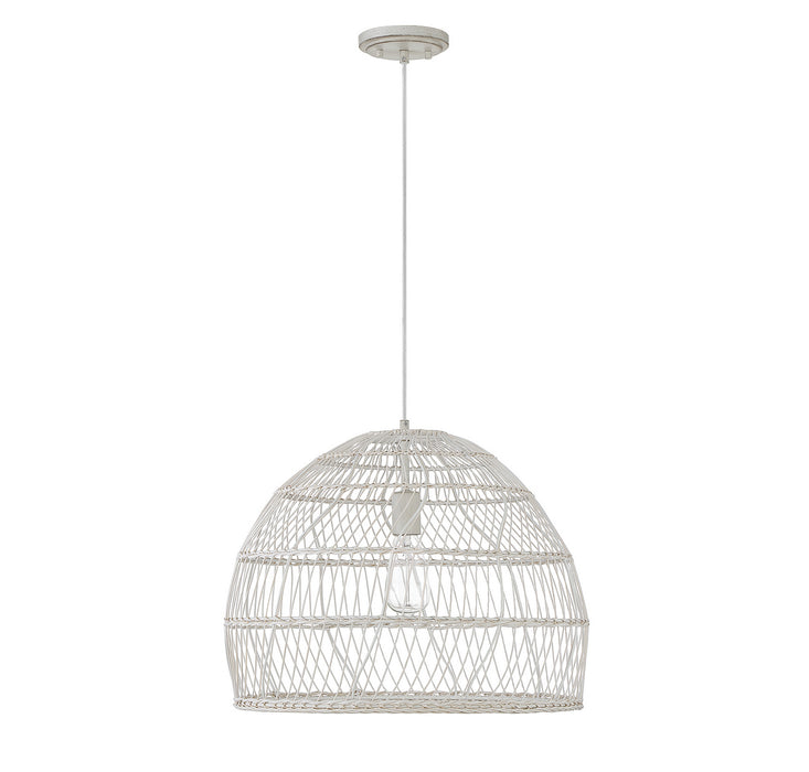 Meridian - M70106WR - One Light Pendant - White Rattan With A White Socket