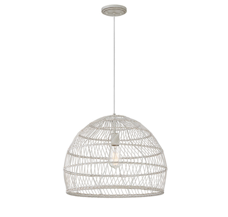 Meridian - M70106WR - One Light Pendant - White Rattan With A White Socket