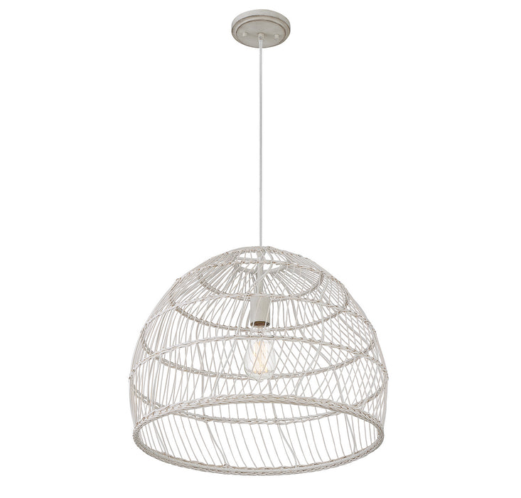 Meridian - M70106WR - One Light Pendant - White Rattan With A White Socket