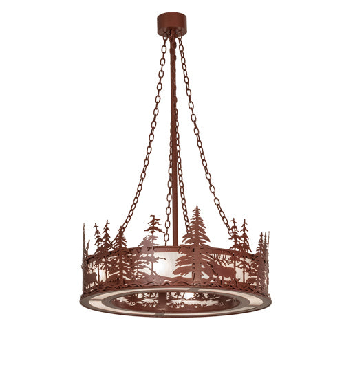 Meyda Tiffany - 238683 - Eight Light Pendant - Elk At Dusk - Rust