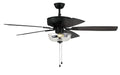 Craftmade - P101FB5-52FBGW - 52``Ceiling Fan - Pro Plus 101 Clear Bowl Light Kit - Flat Black