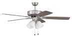 Craftmade - P114BNK5-52DWGWN - 52``Ceiling Fan - Pro Plus 114 White 4 Light Kit - Brushed Polished Nickel