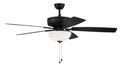 Craftmade - P211FB5-52FBGW - 52``Ceiling Fan - Pro Plus 211 White Bowl Light Kit - Flat Black