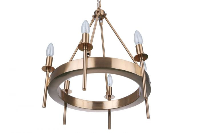 Craftmade - 54326-SB - Six Light Chandelier - Larrson - Satin Brass