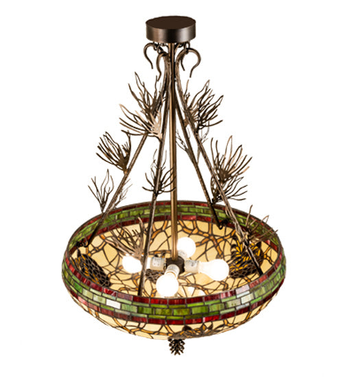 Meyda Tiffany - 237600 - Four Light Semi-Flushmount - Pinecone - Antique Copper