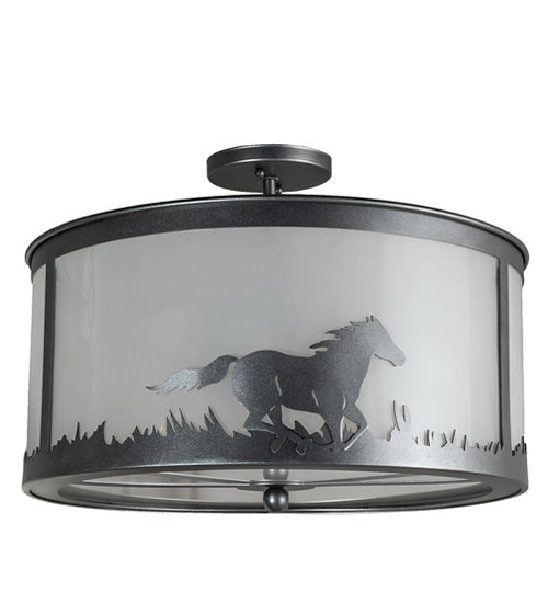 Meyda Tiffany - 236857 - Two Light Semi-Flushmount - Running Horses