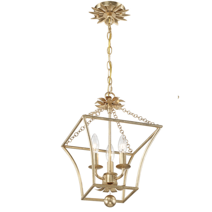 Crystorama - 514-GA - Three Light Lantern - Broche - Antique Gold