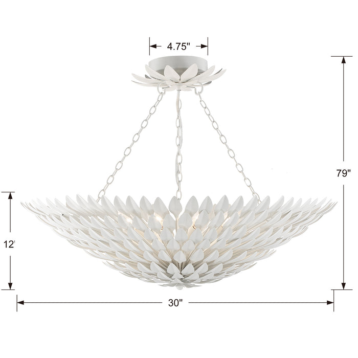 Crystorama - 519-MT_CEILING - Eight Light Ceiling Mount - Broche - Matte White