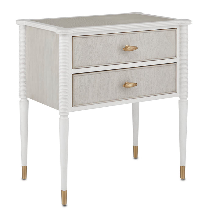 Currey and Company - 3000-0191 - Nightstand - Winterthur - Off White/Fog/Brass