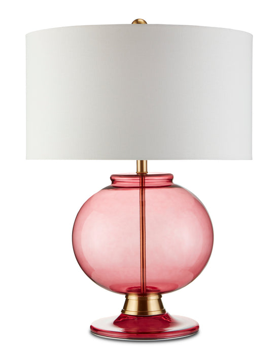 Currey and Company - 6000-0717 - One Light Table Lamp - Jocasta - Clear Red/Brass