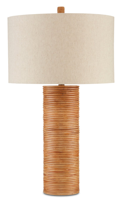 Currey and Company - 6000-0735 - One Light Table Lamp - Salome - Brass/Natural Rattan