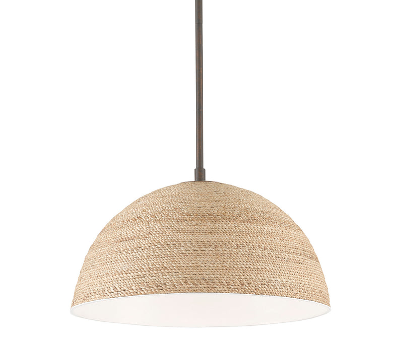 Currey and Company - 9000-0790 - One Light Pendant - Tobago - Bronze Gold/Sugar White/Natural Rope