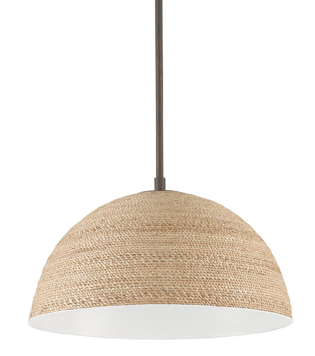 Currey and Company - 9000-0790 - One Light Pendant - Tobago - Bronze Gold/Sugar White/Natural Rope