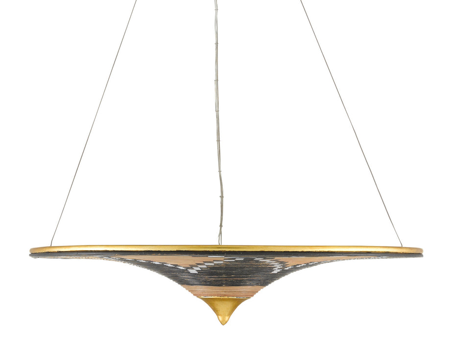 Currey and Company - 9000-0797 - Three Light Chandelier - Canaan - Contemporary Gold Leaf/Distressed Black/Distressed White