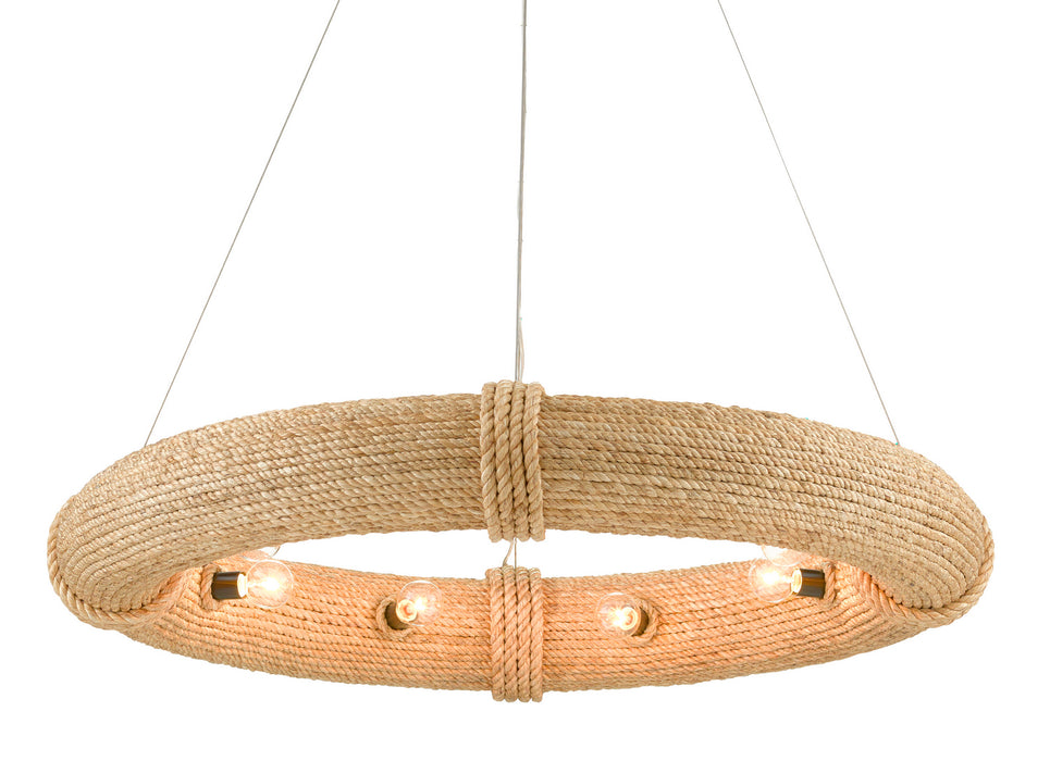 Currey and Company - 9000-0804 - Eight Light Chandelier - Portmeirion - Satin Black/Abaca Rope
