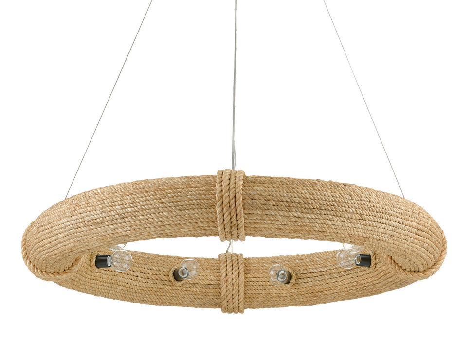 Currey and Company - 9000-0804 - Eight Light Chandelier - Portmeirion - Satin Black/Abaca Rope