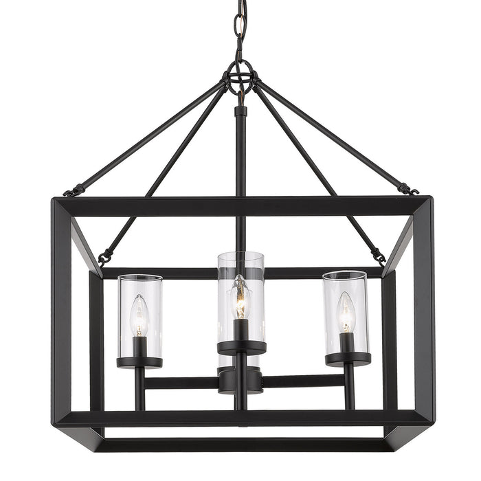 Golden - 2073-4 BLK-CLR - Four Light Chandelier - Matte Black