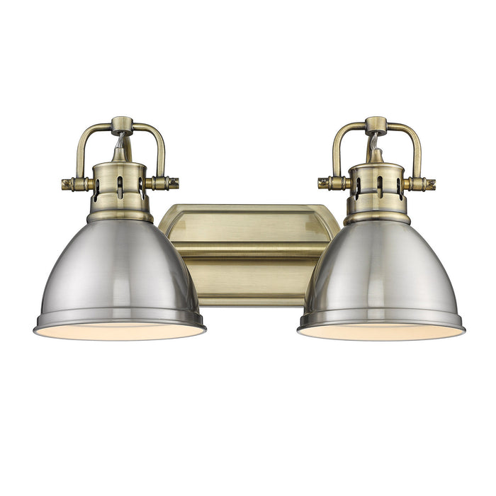 Golden - 3602-BA2 AB-PW - Two Light Bath Vanity - Duncan AB - Aged Brass