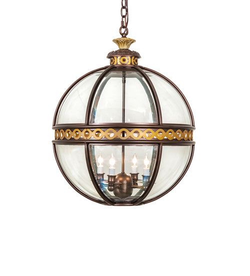 Meyda Tiffany - 240983 - Four Light Pendant - Guilloche - Mahogany Bronze