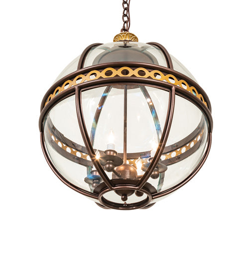 Meyda Tiffany - 240983 - Four Light Pendant - Guilloche - Mahogany Bronze