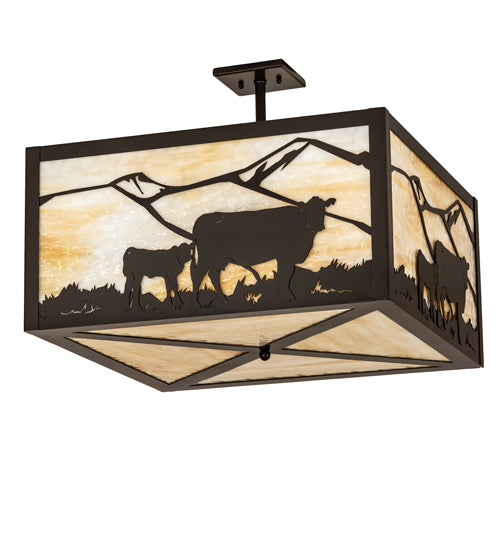 Meyda Tiffany - 241426 - Four Light Flushmount - Calf & Cow