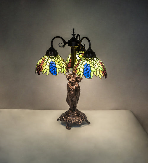 Meyda Tiffany - 245478 - Three Light Table Lamp - Tiffany Honey Locust - Mahogany Bronze