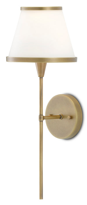 Currey and Company - 5800-0001 - One Light Wall Sconce - Antique Brass/Opaque Glass