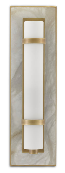 Currey and Company - 5800-0016 - One Light Wall Sconce - Natural Alabaster/Antique Brass/Opaque/White