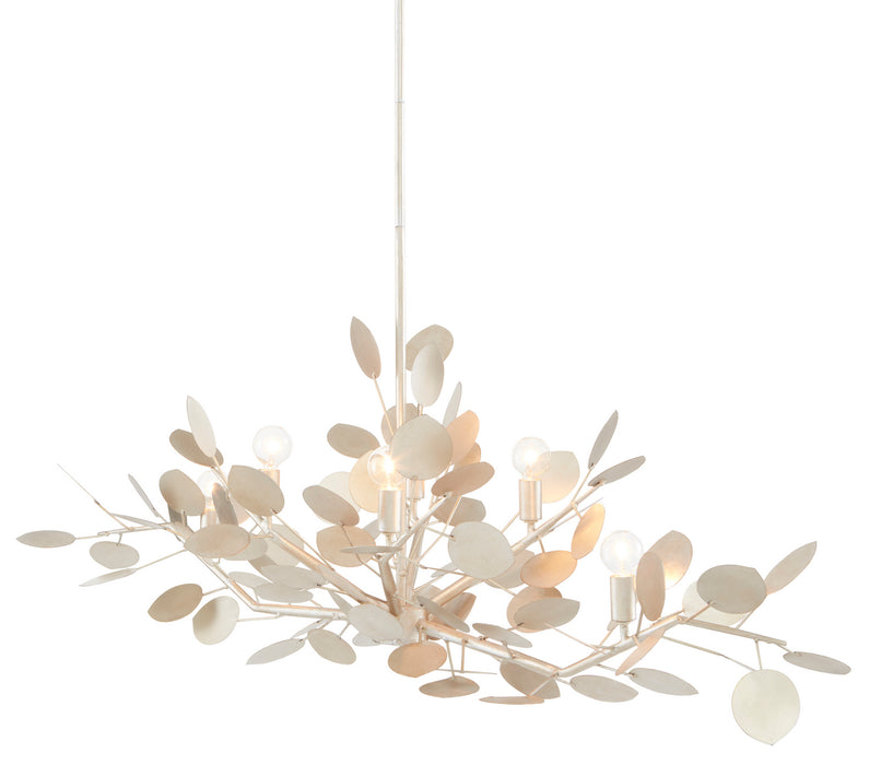 Currey and Company - 9000-0816 - Six Light Chandelier - Contemporary Silver Leaf