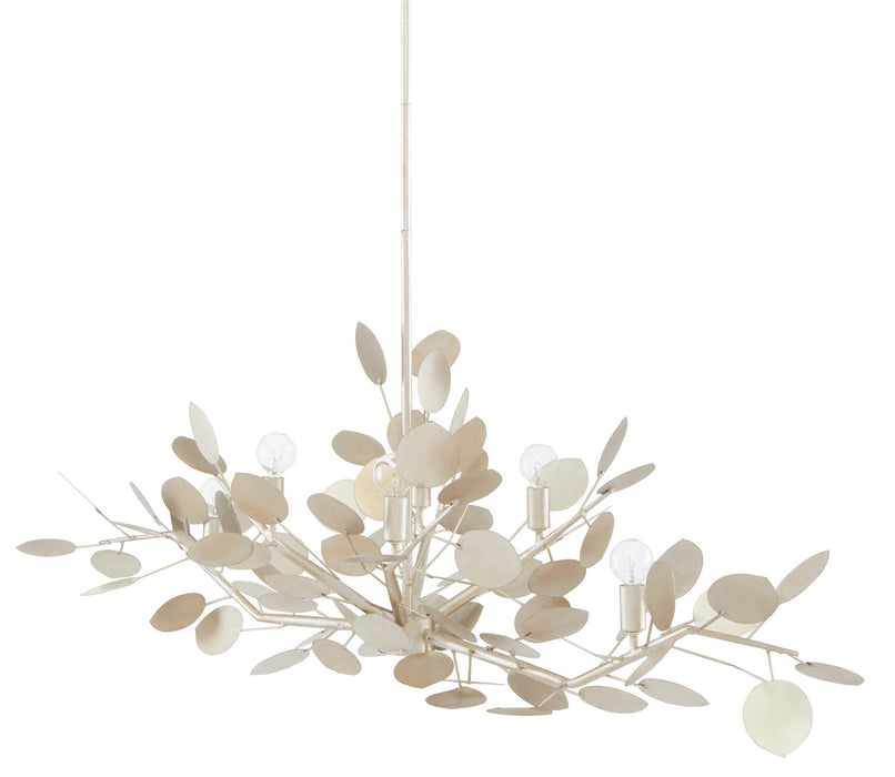 Currey and Company - 9000-0816 - Six Light Chandelier - Contemporary Silver Leaf