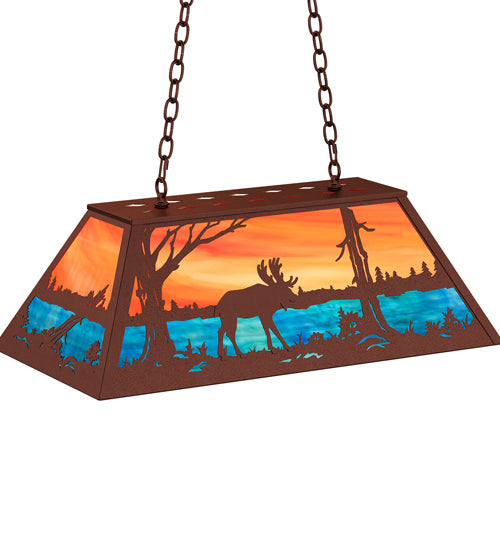 Meyda Tiffany - 234275 - Six Light Pendant - Moose At Lake - Rust